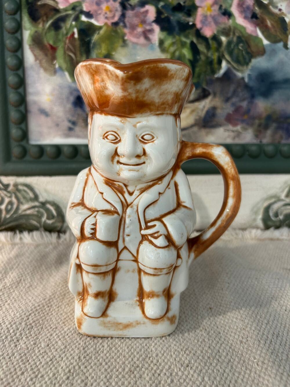 Mid Century West German Pottery Feuerfest Toby Jug Creamer